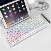 Keyboard Gaming Mekanik Dua Mode, Keyboard Nirkabel DK61 61 Kunci, Sumbu Mekanik RGB Pencahayaan Banyak untuk Gamer Pc
