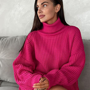 Pull ample chaud et épais Vintage <span class=keywords><strong>col</strong></span> haut décontracté <span class=keywords><strong>col</strong></span> <span class=keywords><strong>roulé</strong></span> pulls pour femmes - Product Image 1