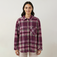 Chemise en flanelle à carreaux sur mesure pour femme, coupe oversize, manches longues, boutonnée, chemisier brossé, veste shacket avec poches, grande taille, surchemise
