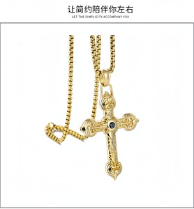 Nouveau collier en acier inoxydable de haute qualité, style vintage américain, avec accessoires de bijouterie en croix, finition huilée - Product Image 4