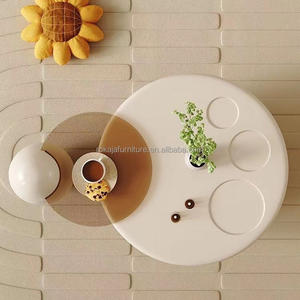 ชุดโต๊ะกาแฟครีมดีไซน์แบบมินิมอลลิสต์โต๊ะกลางโต๊ะโลหะแล็กเกอร์โลหะขนาดกะทัดรัดโต๊ะกาแฟห้องนั่งเล่นสไตล์น่ารัก - Product Image 3