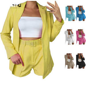Femmes 2024 printemps automne blazers décontractés <span class=keywords><strong>à</strong></span> manches longues revers ouvert devant bouton bureau coupe régulière court imperméable Blazer vestes - Product Image 2