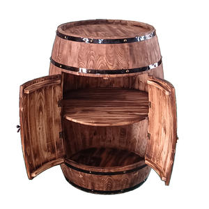 आधुनिक ओक बैरल वाइन कैबिनेट दरवाजा भंडारण पार्टी बार के लिए डिज़ाइन किया गया है लकड़ी की लाल शराब रैक और पेय टब प्रदर्शित करता है। - Product Image 6