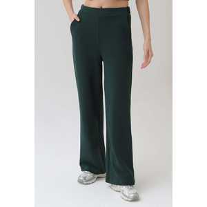 Pantalon de survêtement large pour femme, taille haute, en tricot respirant, couleur beige - Product Image 2