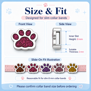 Venta al por mayor de dijes deslizantes brillantes de 8mm con diseño de huellas de perro con purpurina para pulseras, collares de mascotas y fabricación de joyas DIY - Product Image 3