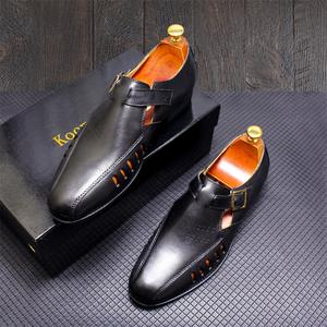 Chaussures habillées classiques rétro en cuir véritable carré pour hommes, dernières tendances 2026, brillantes, formelles, à lacets, anti-fourrure, antidérapantes - Product Image 3