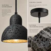 Luminaire suspendu en travertin naturel Wabi Sabi, lampe LED en pierre pour îlot de cuisine, salle à manger, chambre à coucher, décoration intérieure