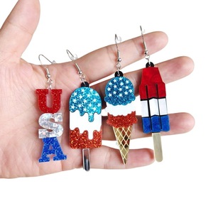 Pendientes Acrílicos Patrióticos <span class=keywords><strong>del</strong></span> <span class=keywords><strong>4</strong></span> de Julio, Pendientes Colgantes con Forma de Helado con la Bandera de Estados Unidos para Mujer, Joyería para el Día de la Independencia - Product Image 2