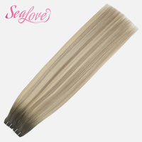 Extensions de cheveux humains Remy Genius Weft Butterfly + Weft à trous en PU, texture lisse, couleur Balayage personnalisée
