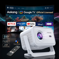 Aokang 2026 1080p Vidéo Smart 3LCD Mini Projecteur GTV Proyector Projecteur 4K Home Cinéma 8K Android TV 550 Lumens