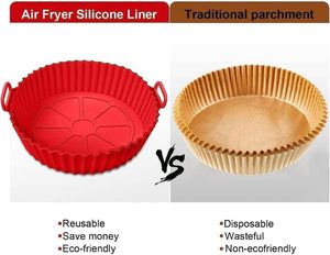Moules à gâteau en silicone réutilisables, écologiques et durables pour friteuse à air, forme ronde, ensemble d'accessoires de four avec doublures pour cuisine domestique - Product Image 3
