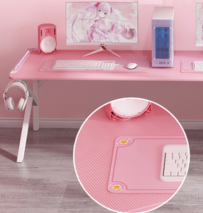 Luces LED RGB de alta calidad, soporte grande impermeable <span class=keywords><strong>para</strong></span> niña rosa, <span class=keywords><strong>escritorio</strong></span> de juegos de PC <span class=keywords><strong>para</strong></span> dos personas <span class=keywords><strong>para</strong></span> oficina en casa, diseño moderno - Product Image 5