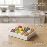 Boîte en plastique PET transparente pliable personnalisée pour macarons, biscuits, desserts, pâtisseries, emballage alimentaire, conteneur de présentation rigide transparent