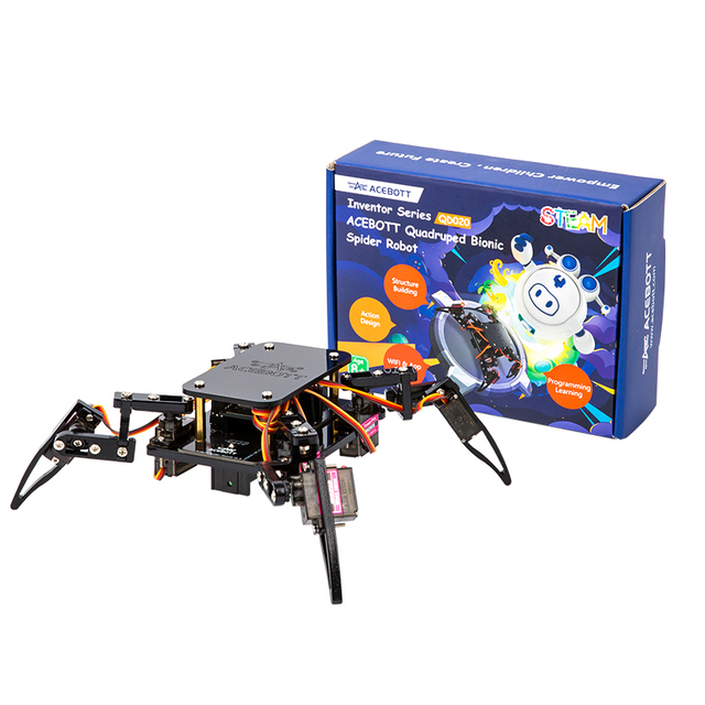 ACEBOTT DIY Spider Robot IoT ESP8266 WiFi Wireless IoT Robotic Kit Bionic Quadruped Robot C/C++ Code Starter Kit For Arduino IDE