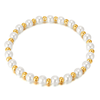 Bracelet en perles élastique, design perlé en acier inoxydable, bijoux élégants pour femmes à porter au quotidien