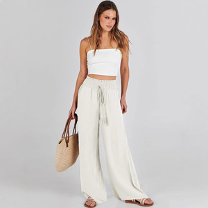<span class=keywords><strong>Pantaloni</strong></span> di lino da <span class=keywords><strong>donna</strong></span> di recente lancio per abbigliamento Casual estivo con coulisse in vita <span class=keywords><strong>pantaloni</strong></span> da <span class=keywords><strong>donna</strong></span> alla moda - Product Image 2