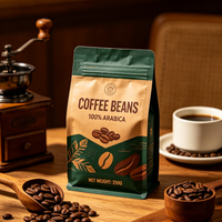 Sachet de café éco-responsable anti-humidité en CPP/BOPP à huit soudures latérales, avec encoche de déchirement, imprimé sur mesure, pour emballage alimentaire, faible MOQ