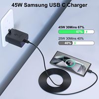 Adaptateur de charge rapide original 45W PD avec port Type-C UE/US/UK pour téléphones mobiles S24 Ultra S23 Ultra