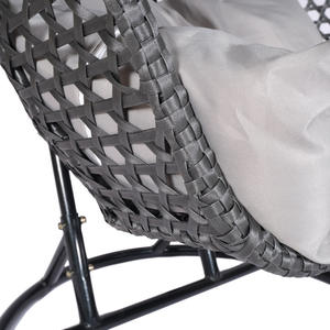 Hitree Double siège extérieur jardin rotin Patio oeuf chaise en osier balançoire fonction suspendue pour salon cour métal matériel - Product Image 3