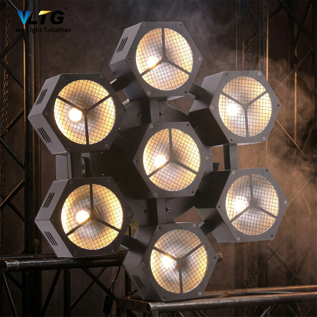 7*40w Stage Retro Light 7x40w Cob RGBW 4in1 Effect Halogen Background Vintage Flash Light Retro LED Stage Light