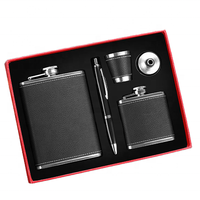 Personnalisation 8 oz personnalisé en acier inoxydable jack daniel ensemble de flasques en cuir noir