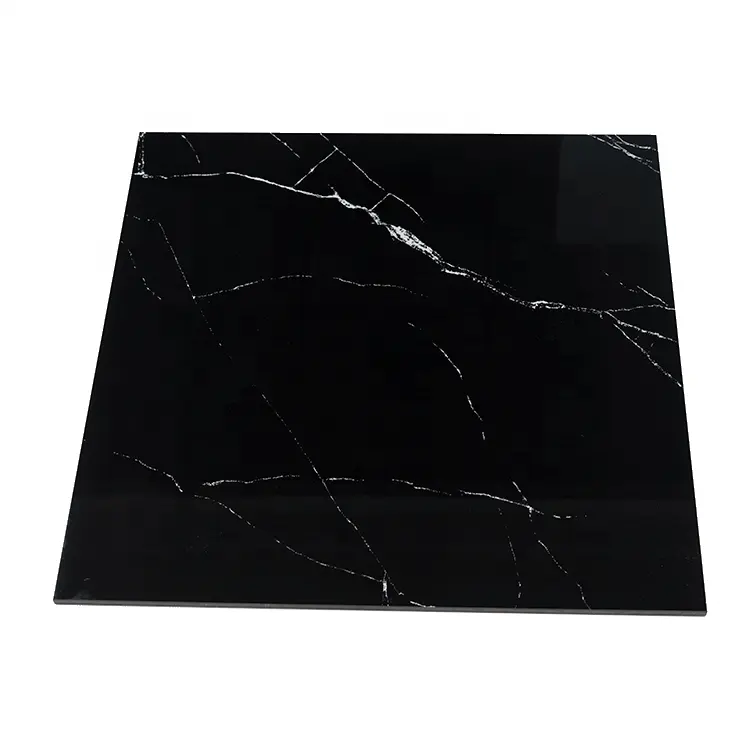 60X60 Ceramic Bathroom Marble Wall Glitter Polished Porcelain Stoneware Black Floor Tile with Gold Veins