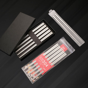 Palillos Cuadrados de Acero Inoxidable 304 de Grado Alimenticio para Adultos, Juego de Regalo con Empaque - Product Image 1