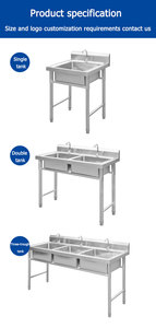 Lavello Industriale TONNLI <span class=keywords><strong>a</strong></span> 3 Scomparti in Acciaio Inox con Rivestimento Anaerobico, Capacità di Carico 500 Kg/<span class=keywords><strong>m</strong></span> per Sistemi di Lavaggio Piatti - Product Image 2