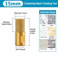 Foret diamanté brasé sous vide M10 pour alésage, façonnage et meulage de carreaux de porcelaine, marbre, granit et pierre