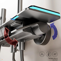 Système de douche à effet pluie en aluminium spatial de qualité supérieure avec affichage numérique, bande lumineuse LED et haute pression, ensemble de douche mural