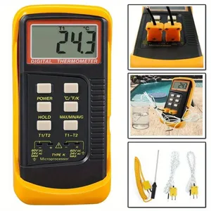 Thermomètre numérique portable pour bureau, grand écran LCD, multicolore jaune et noir, haute précision, pour la maison et l'extérieur, fonctionne sur piles - Product Image 5