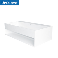 Meuble-lavabo de salle de bain moderne de conception italienne, lavabo suspendu en pierre à surface solide, lavabo rectangulaire