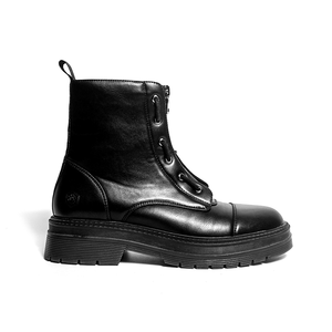 Botines de cuero PU negro antideslizante <span class=keywords><strong>plataforma</strong></span> al por mayor diseño punta redonda - Product Image 2