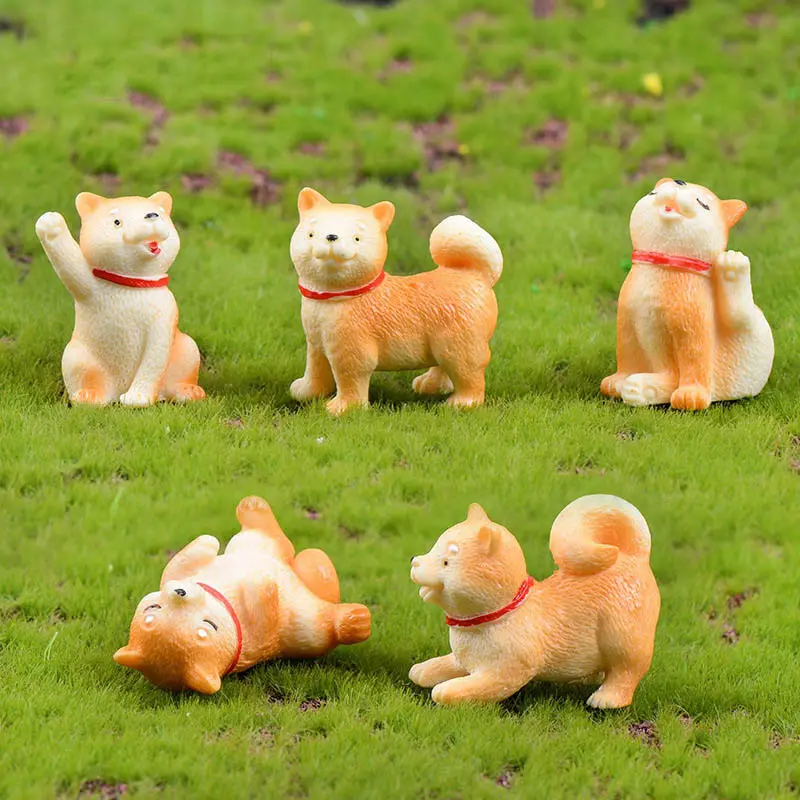 Artificial Playing Dog Model Miniatures Fairy Garden Decor Resin Craft Material Feature Decoration Small Animal Theme Place