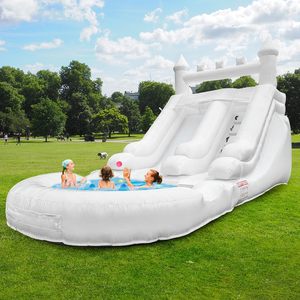 Chất lượng cao thương mại bên cho thuê Trắng Bouncer trượt Jumper Inflatable mặt trăng nhảy nhà bị trả lại với đôi trượt để bán - Product Image 5