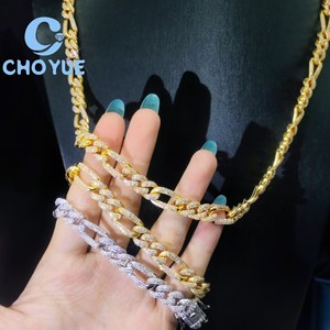 High Quality 925 Sterling Silver 16K Gold Plated Figaro Moissanite Tennis <b>Chain</b> Bracelet <b>Iced</b> <b>Out</b> Hip Hop Jewelry with GRA - Product Image 4