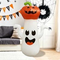 Décorations Gonflables d'Halloween pour l'Extérieur en Promotion : Fantômes et Citrouilles Blanches Adorables avec Lumières LED