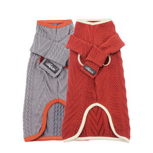 Pull tricoté pour chien Golden Retriever, gris clair avec bordure rouge, vêtements chauds d'automne et d'hiver pour grands chiens - Product Image 2
