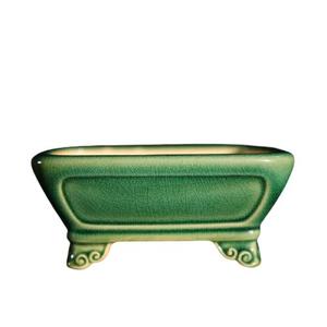 Pot à Bonsaï en Céramique Rectangulaire Style Kui, Glaçure Craquelée Motif Craquelé Glacé, Style Ming Qing, Petit Bac à Plantes en Forme de Mangeoire pour Chevaux - Product Image 5