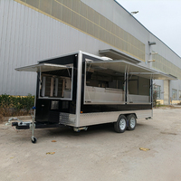 Chariot de vente ambulante entièrement vitré de 5 m pour crème glacée, gaufres, café et crêpes - Équipement professionnel