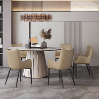 Chaise de salle à manger italienne en cuir de luxe léger, fauteuil moderne haut de gamme avec dossier rembourré