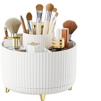 Support de Rangement Rotatif à 360° en Plastique pour Pinceaux de Maquillage et Soins de la Peau, Idéal pour Coiffeuse et Comptoir de Salle de Bain (Vente en Gros)