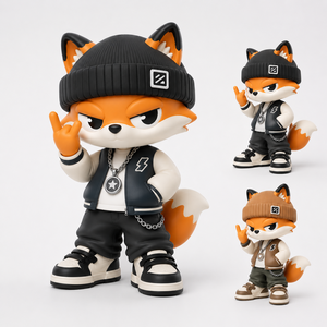 Figura de Anime Personalizada de Zorro Naranja, Muñeco Mascota de Cultura Urbana Moderna, Juguete de Diseño de PVC Premium para Exhibición en Escritorio - Product Image 1