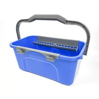 Qingle 12L Seau de nettoyage rectangulaire en plastique robuste avec raclette et serpillière plate pour le nettoyage des vitres et des voitures
