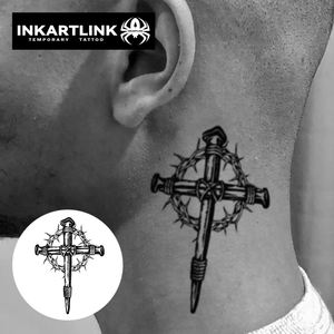 Pegatina <span class=keywords><strong>de</strong></span> <span class=keywords><strong>Tatuaje</strong></span> Herbal Personalizada con Diseño <span class=keywords><strong>de</strong></span> Espinas y Cruz, Resistente al Agua, <span class=keywords><strong>de</strong></span> Larga Duración (15 Días), Arte Corporal Semipermanente para Cuello y <span class=keywords><strong>Espalda</strong></span> - Product Image 2