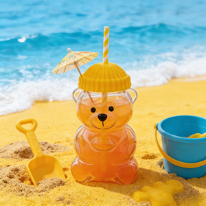 แก้วน้ำทรงหมีเท็ดดี้ สไตล์น่ารัก สีเขียว รุ่นลิมิเต็ด 2025 พร้อมหลอดดูดน้ำเย็น สำหรับบาร์เทนเดอร์ - Product Image 2