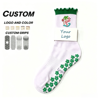 POPSOX Chaussettes de sport pour femmes en coton avec logo personnalisé, antidérapantes, respirantes, à séchage rapide, sans couture, Meias