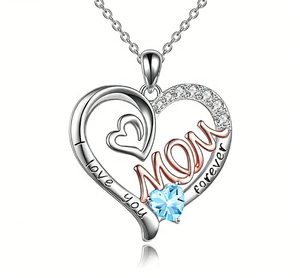 Collier Cœur Maman avec 12 Pierres de Naissance - Bijou Pendentif Personnalisé <span class=keywords><strong>Famille</strong></span> Mère - Acier Inoxydable Doré - Product Image 5