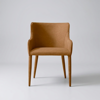 Fauteuil de salle à manger en cuir Nicola Slope, haut de gamme, luxe, structure en acier sur mesure, chaise de salle à manger rembourrée pour la maison, le bureau, l'hôtel