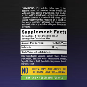 Melatonin 12mg Grosir untuk Tidur 100% Bebas Obat Rasa Berry 180 Tablet Suplemen dalam Nutrisi Olahraga - Product Image 3